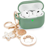 V-Moro Case for Airpods Pro 2 ，Soft Silicone Earbuds Wireless Charging Case，Girl Bling Keychain Cover -Cactus Green