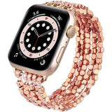 V-Moro Apple Watch Bands 38-41mm Series Women Bracelet Handmade Elastic Stretch Beaded Strap Rose Gold