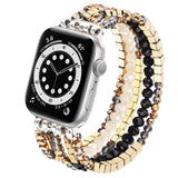 V-Moro Beaded Bracelet Compatible for Apple Watch Band 42-45mm Series Handmade Elastic Stretch Strap Gold