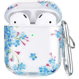 V-Moro case for Apple Airpods 1/2nd Generation，Shockproof Clear Flower TPU Protective Cover With Keychain，Charging Case Cover