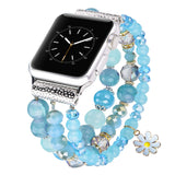 Apple Watch band Blue Beads Leaf Diamonds