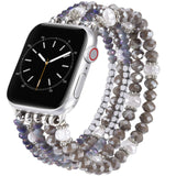 Apple Watch band string beads light blue silver crystal beads