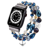 Apple Watch Band 44mm/42mm/45mm Women Girl,Series 7 6 Handmade Fashion Elastic Beaded with Stainless Steel Adapters