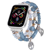 Apple Watch band Blue Beads Leaf Diamonds