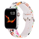 Apple Watch Band 41mm 40mm 38mm, Fadeless Pattern Printed Floral Bands Silicone Replacement