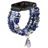 Apple Watch band Blue Beads Leaf Diamonds