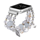 Apple Watch Band 44mm/42mm/45mm Women Girl,Series 7 6 Handmade Fashion Elastic Beaded with Stainless Steel Adapters