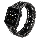 Apple Watch band Black Silver Grey Bead + Black Glossy Connector 38m