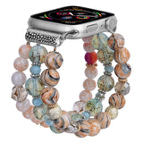 Apple Watch band string beads light blue silver crystal beads