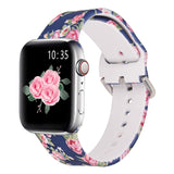 Apple Watch Band 41mm 40mm 38mm, Fadeless Pattern Printed Floral Bands Silicone Replacement